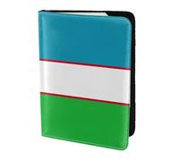 FLGHJNBJN Custodia per passaporto da viaggio con stampa bandiera della Repubblica dell'Uzbekistan con tasca portadocumenti, indispensabile per il viaggio in pelle sintetica