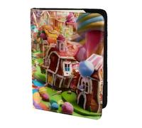 FLGHJNBJN Custodia per passaporto da viaggio con stampa Candy Land con tasca portadocumenti, in pelle sintetica indispensabile per il viaggio