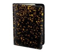 FLGHJNBJN Custodia per passaporto da viaggio con stampa carta da parati nera e oro con tasca porta documenti, in pelle sintetica indispensabile per il viaggio