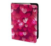 FLGHJNBJN Custodia per passaporto da viaggio con stampa cuore amore San Valentino con tasca portadocumenti, in pelle sintetica indispensabile da viaggio