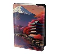 FLGHJNBJN Custodia per passaporto da viaggio con stampa del Monte Fuji del Giappone con tasca portadocumenti, in pelle sintetica indispensabile per il viaggio