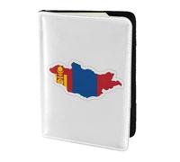 FLGHJNBJN Custodia per passaporto da viaggio con stampa della bandiera della Mongolia, con tasca portadocumenti, in pelle sintetica indispensabile per il viaggio