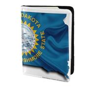 FLGHJNBJN Custodia per passaporto da viaggio con stampa della mappa della bandiera del Sud Dakota con tasca portadocumenti, in pelle sintetica indispensabile per il viaggio