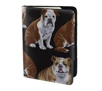 FLGHJNBJN Custodia per passaporto da viaggio con stampa di bulldogs inglesi con tasca porta documenti, indispensabile da viaggio in pelle sintetica
