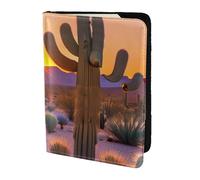FLGHJNBJN Custodia per passaporto da viaggio con stampa di cactus desert sunsets con tasca portadocumenti, indispensabile da viaggio in pelle sintetica