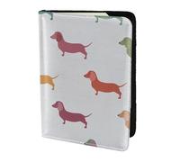 FLGHJNBJN Custodia per passaporto da viaggio con stampa di cani bassotto con tasca portadocumenti, indispensabile da viaggio in pelle sintetica