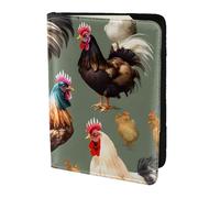 FLGHJNBJN Custodia per passaporto da viaggio con stampa di pollo e gallo con tasca portadocumenti, in pelle sintetica indispensabile per il viaggio