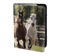 FLGHJNBJN Custodia per passaporto da viaggio con stampa di tre cavalli che corrono con tasca porta documenti, in pelle sintetica indispensabile per il viaggio