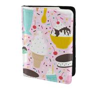 FLGHJNBJN Custodia per passaporto da viaggio con stampa gelato dolce con tasca portadocumenti, in pelle sintetica indispensabile per il viaggio