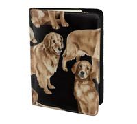 FLGHJNBJN Custodia per passaporto da viaggio con stampa Golden Retrievers con tasca portadocumenti, indispensabile da viaggio in pelle sintetica