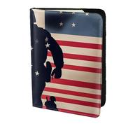 FLGHJNBJN Custodia per passaporto da viaggio con stampa patriottica dei soldati militari statunitensi, con tasca porta documenti, indispensabile da viaggio in pelle sintetica