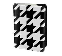 FLGHJNBJN Custodia per passaporto da viaggio con stampa pied de poule nera con tasca portadocumenti, in pelle sintetica indispensabile per il viaggio