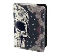 FLGHJNBJN Custodia per passaporto da viaggio con stampa teschio yoga e fiore con tasca portadocumenti, in pelle sintetica indispensabile per il viaggio