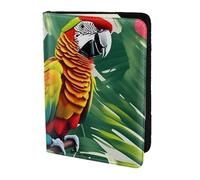FLGHJNBJN Custodia per passaporto da viaggio con stampa tropicale con foglia e pappagallo, con tasca portadocumenti, in pelle sintetica