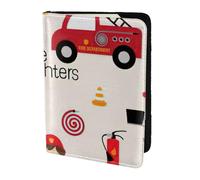 FLGHJNBJN Custodia per passaporto da viaggio per bambini e bambine con stampa vigili del fuoco con tasca portadocumenti, indispensabile per il viaggio in pelle sintetica