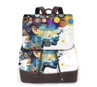 FLGHJNBJN Intelligenza Artificiale Cervello Versatile Zaino in Pelle per Donna, Elegante Zaino in PU per pendolarismo, College, Viaggi, Outdoor