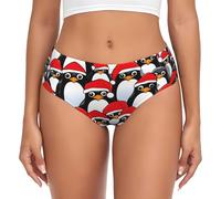 FLGHJNBJN Pinguini natalizi biancheria intima femminile hipster breve lavabile non restringente adatto per le donne da indossare tutti i giorni, dalla XS alla 4XL, Nero , M