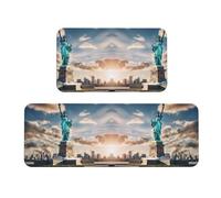 FLGHJNBJN Statua della Libertà a New York Tappetini da cucina, 2 pezzi, tappetini da cucina imbottiti anti fatica per pavimento, antiscivolo