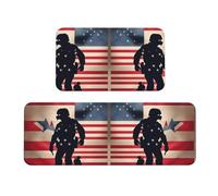 FLGHJNBJN Tappetini da cucina con soldati militari americani patriottici, 2 pezzi, tappeti da cucina, imbottiti anti affaticamento, tappetini da cucina per pavimento, antiscivolo