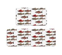 FLGHJNBJN Tappetini da cucina salmoni, 2 pezzi, tappeti da cucina, imbottiti, anti-affaticamento, tappetini da cucina per pavimento, antiscivolo