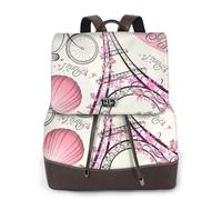 FLGHJNBJN The Paris Tower e uno zaino da bicicletta versatile in pelle per donne, elegante zaino da giorno in PU per pendolarismo, università, viaggi, attività all'aperto