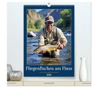 Fliegenfischen am Fluss (hochwertiger Premium Wandkalender 2026 DIN A2 hoch), Kunstdruck in Hochglanz: Erlebe die Eleganz des Fliegenfischens in einem ... Bildern und inspirierenden Zitaten.