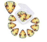 Flight Butterflies - Confezione da 12 plettri per chitarra in celluloide di 3 diversi spessori, con scatola portaoggetti, plettro personalizzato per chitarra acustica