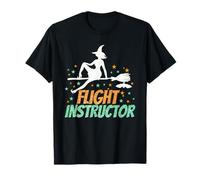 Flight Instructor, Witch Riding Broomstick Halloween Costume Maglietta