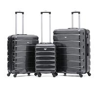 Flight Knight ABS 3 Taglia Valigia Leggera Compatibile Con Alitalia, easyJet, RyanAir, Air Italy E Tanti Altri! Trolley Bagaglio A Mano 55x35x20 cm Grande Bagaglio Da Stiva 4 Rotelle.