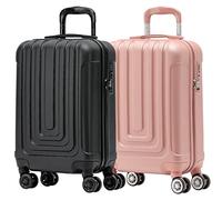 Flight Knight Premium Set Di 2 Valigie Da Cabina Leggere - 8 Ruote Girevoli - Lucchetto Tsa Integrato E Porta Usb - Bagaglio Approvato Per 100+ Compagnie Aeree Come Easyjet E Ryanair - 55x35x20cm