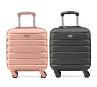 Flight Knight Set di 2 Valigie rigide in ABS leggere a 4 ruote - Bagaglio a mano approvato per oltre 100 compagnie aeree come British Airways, Ryanair e easyJet, valigia da cabina 45x36x20cm