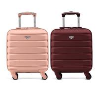 Flight Knight Set di 2 Valigie Rigide in ABS Leggere a 4 ruote - Bagaglio a mano approvato per oltre 35 compagnie aeree come British Airways, easyJet e dimensioni massime per Lufthansa 55x40x23cm