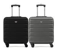 Flight Knight Set di 2 valigie rigide in ABS leggere a 4 ruote Bagaglio a mano da cabina approvato per le compagnie aeree British Airways e dimensioni massime per easyJet 56x45x25cm