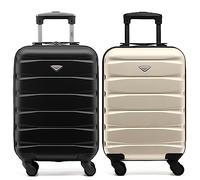 Flight Knight Set di 2 Valigie Rigide in ABS Leggere con 4 Ruote, Bagaglio a mano da cabina approvato per oltre 100 compagnie aeree come EasyJet, British Airways, Ryanair, e molte altre