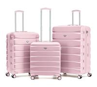 Flight Knight Set di 3 Valigie Rigide in ABS Leggere Bagaglio a Mano 56 cm Compatibile easyJet con Valigie da Stiva Media e Grande Ruote Spinner Silenziose per Viaggi Senza Stress con Serratura TSA