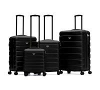 Flight Knight Set di valigie TSA Lock Silent Double Spinner Ruote Durevole Hardside Leggero Bagaglio con Custodia a Trasporto Massimo Carry On Dimensione Borsa Per Compagnie Aeree Approvate, nero, 4