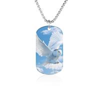 Flight of the Snowy Owl - Collana commemorativa in acciaio al titanio rettangolare con ciondolo a forma di civetta
