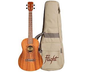Flight Ukeleles Volo: NUB310 Sapele Baritono Ukulele Con Borsa
