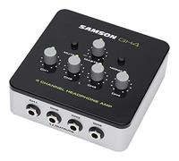 Flight Ukuleles SAQH4 Samson - Mini Headphone Amplifier with 4 channels, black, Black/Silver
