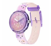 Flik Flak Orologio per bambini Cutie Kitty, cinturino viola con motivo gatto, quadrante analogico, Colore: rosa., infantile
