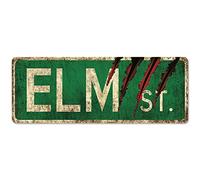 flinelife Elm Street Sign, 40,6 x 15,6 cm, insegna in metallo del film horror, Nightmare on Elm Street Wreath Sign
