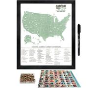 flinelife Lista di controllo con mappa dei parchi nazionali con penna e spilli, 30,5 x 25,4 cm, mappa del parco nazionale, perfetta per amanti dei parchi nazionali, escursionisti, coppie e famiglie