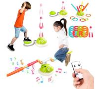 Flintosky Gioco Musicale di Lancio Anello e Lancio Razzo a calpestio 3 in 1 per Bambini, Divertimento Sportivo Interno ed Esterno per Bambini dai 3 ai 9 Anni, Telecomando e attività di Design Sicuro