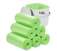 Flintronic 120 Pezzi Sacchetti Per Rifiuti Biodegradabili, Resistenti Sacchetti Immondizia Organici, Sacchetti Spazzatura Umido Compostabili 10 Lt, per Cucina, Ufficio, Soggiorno(45X50cm,Verde)