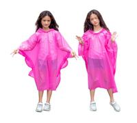 flintronic 2 Pack Poncho Antipioggia Bambino, Impermeabile Portatile in EVA Riutilizzabile per Bambini, Leggero con Cappuccio e Bottoni, per Scuola, Viaggi, Escursioni all'aperto