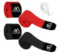 flintronic 2 Paia Fasce da Boxe per Arti Marziali, Fasce Elastiche per Pollice da 4,5 m, per Allenamento, MMA, Muay Thai, Kickboxing e Sport da Combattimento (Nero+Rosso)