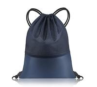 flintronic 2 PCS Zaino da Palestra con Coulisse, Polyester Borsa a tracolla Resistente All'acqua Cerniera Esterna Borsa per escursionismo All'aperto Viaggio(Nero