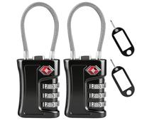 Flintronic 2 Pezzi Lucchetto Combinazione Valigia TSA, 3 Cifre Lucchetto di Sicurezza con 2 Etichetta per Bagagli, con Indicatore di Avviso Aperto, per Valigie Borsa da Viaggio (Nero)