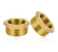 Flintronic 2 Pezzi Riduttore in Ottone Adattatore, 1/2 a 3/4 Pollice (AG Ø 32mm x IG Ø 20mm), Boccola Esagonale Raccordo per Tubi Filettato, per Acqua Potabile e il Collegamento di Tubi