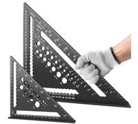 Flintronic 2 Pezzi Squadra da Falegname, Metallo Squadra Combinata, con 2 Matite da Carpentiere, 7 & 12 Pollici Righello Triangolare Metrico in Alluminio, per Misurazione, Disegnare, Segnare